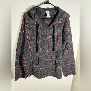 San Jose Baja Gray Poncho Sweater Hoodie Size L